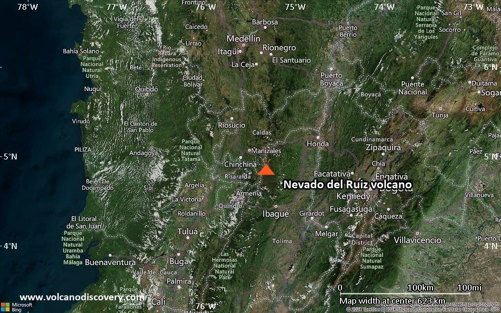 Nevado Del Ruiz Volcano Volcanic Ash Advisory PSBL VA EMS Volcanomap 8 1531 