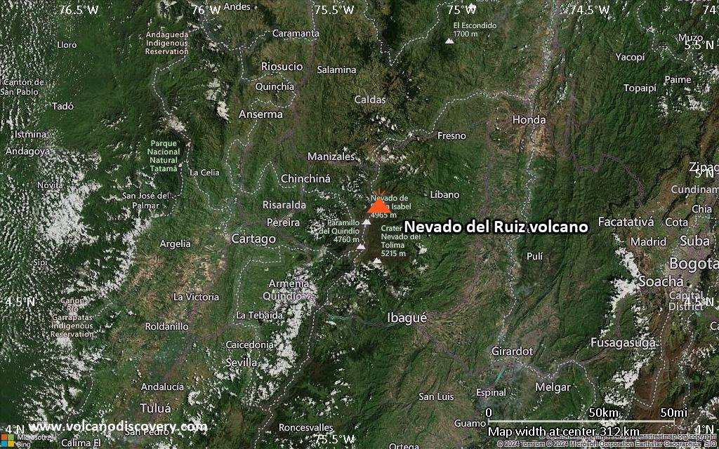 Nevado Del Ruiz Volcano Volcanic Ash Advisory VA EM RPRTD Volcanomap 9 1531 
