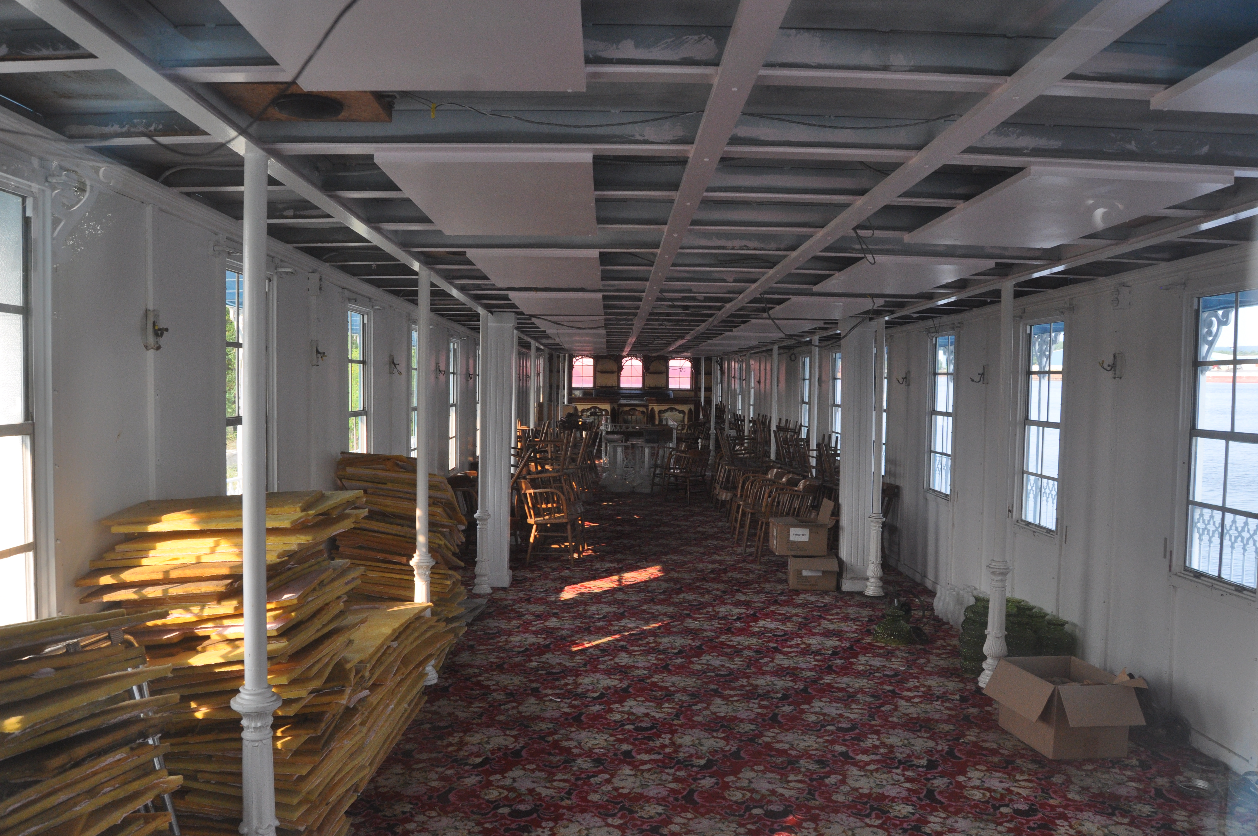 inside the old Mississippi steamboat