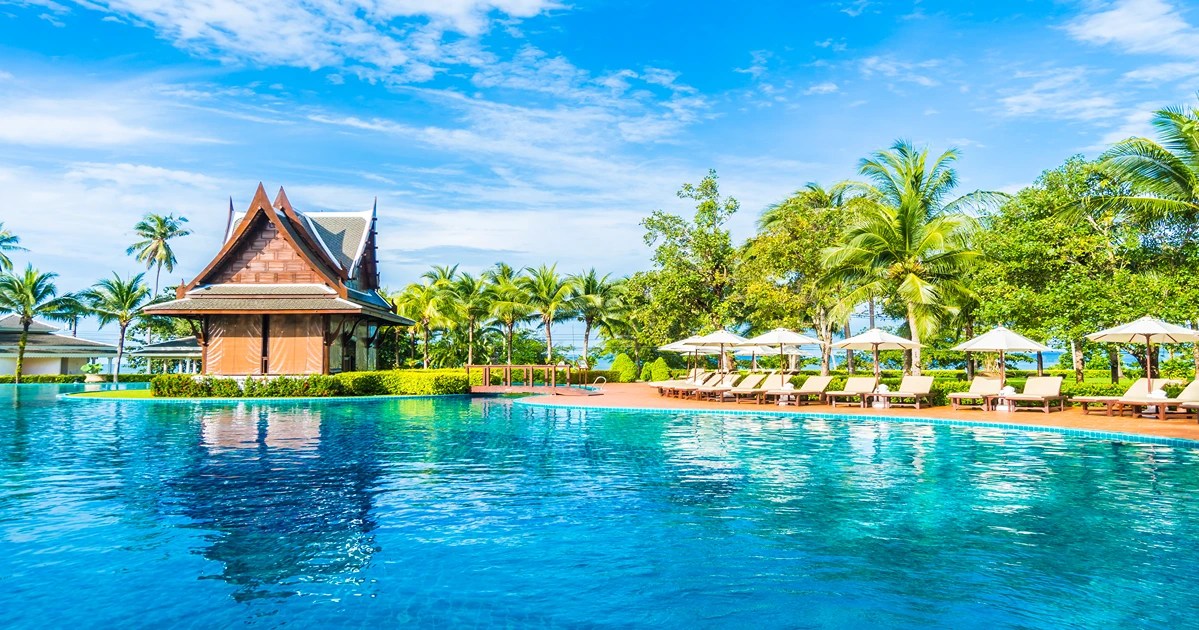 pool with small resort villa