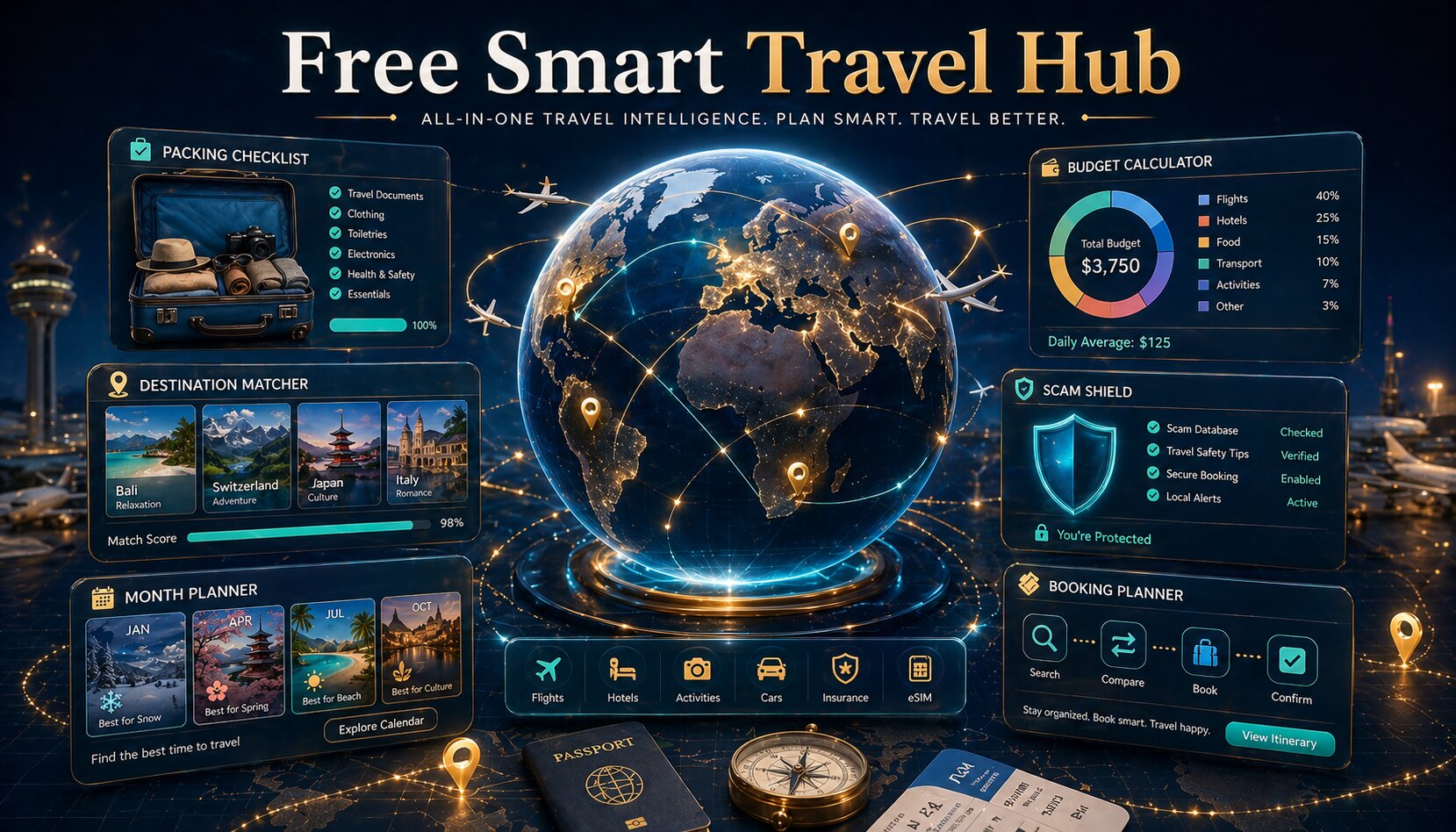 Free Smart Travel Hub Live Weather Currency AQI Travel Tools SMART TRAVEL HUB 