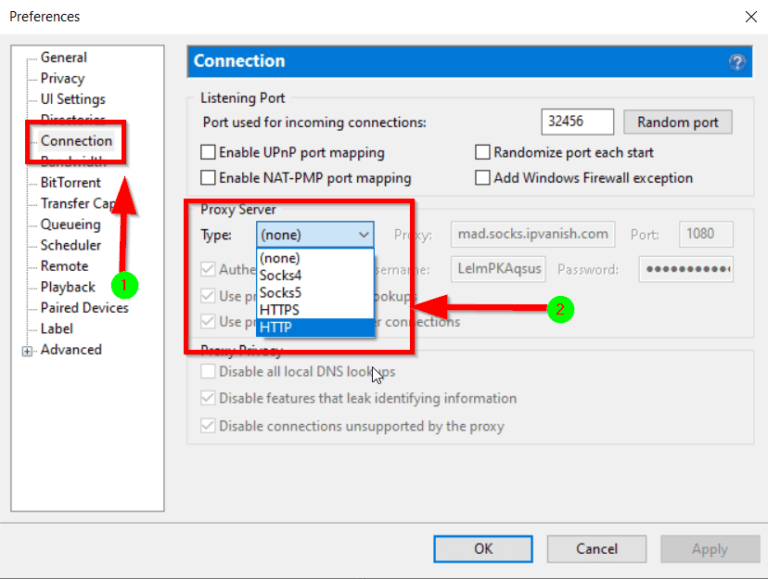 How To Use IPVanish With UTorrent 2026 Utorrent Proxy Server Settings 768x579 