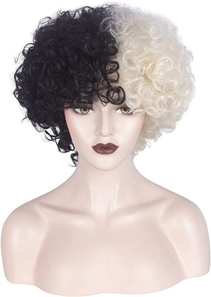 Cruella Deville Costume Cosplay Women Synthetic Wig