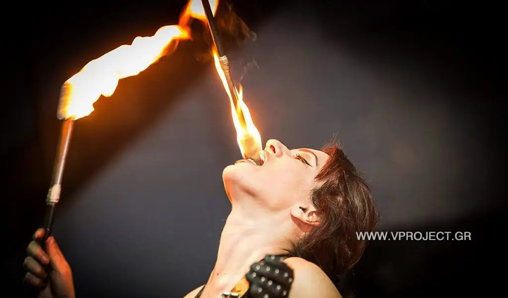 Fire eater for hire in Greece
