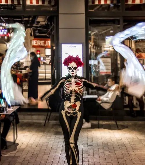Day of the Dead LED performer walkabout entertainment in Athens