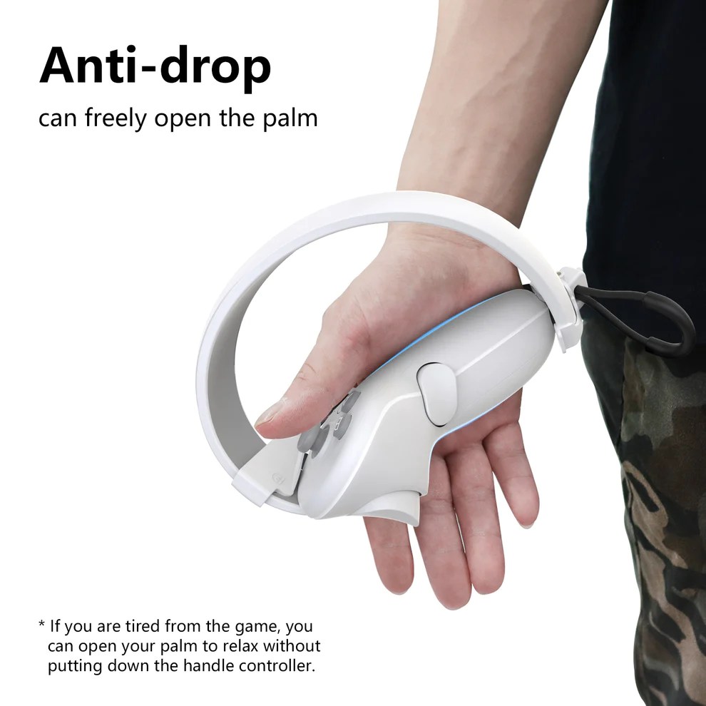 Play safely with the Pico 4 Controller Grip, a strap grip that goes over the back of your hand. An accessory that makes your VR experience better.