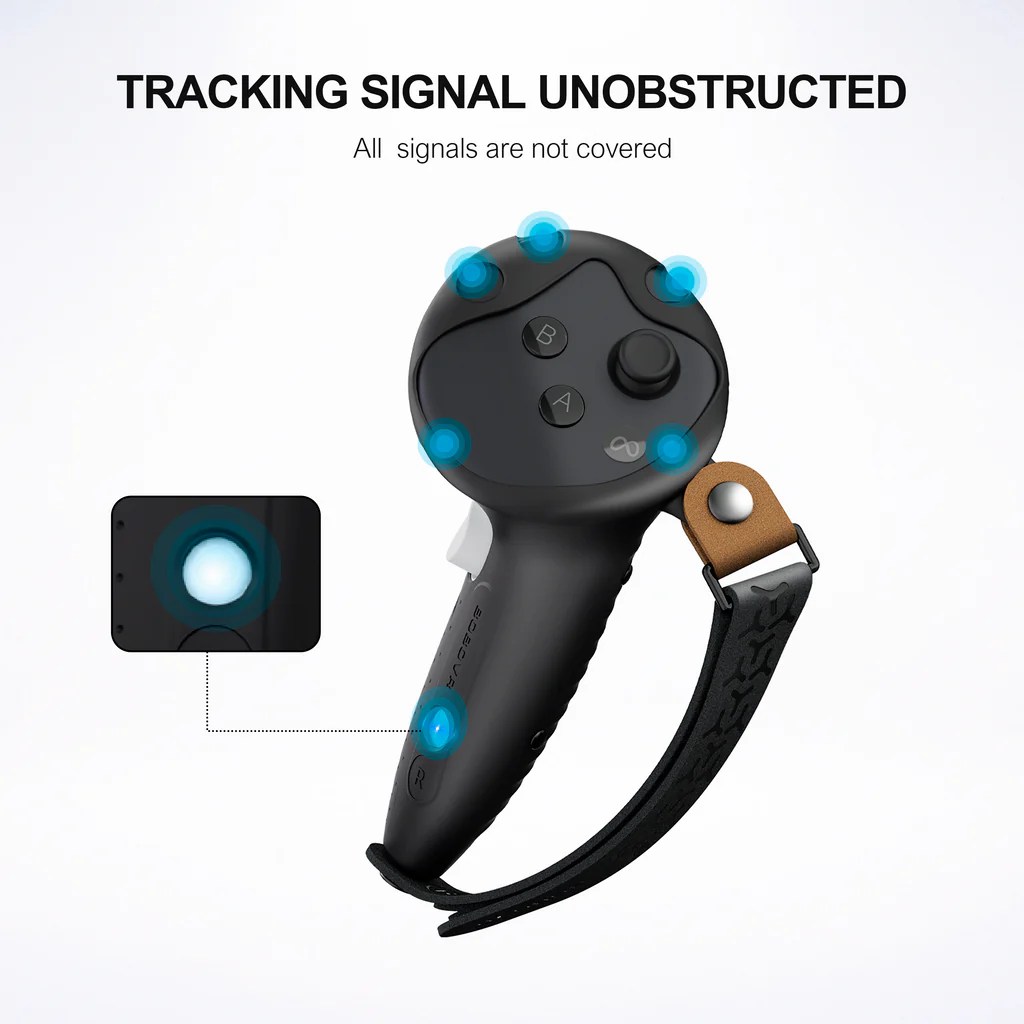 BOBOVR G3 Plus Controller Grips Cover for Meta Quest 3 & 3S does not block the tracking signals.