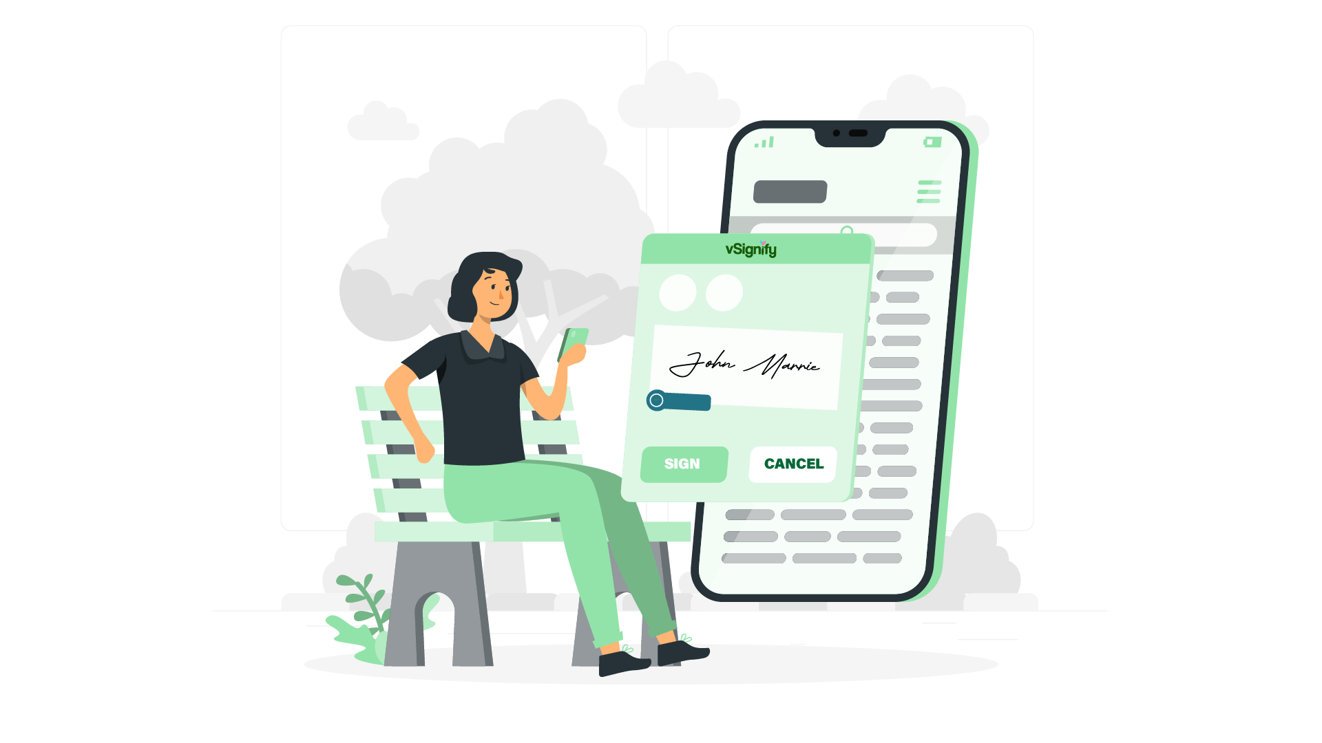 girl using vsignify app on her phone
