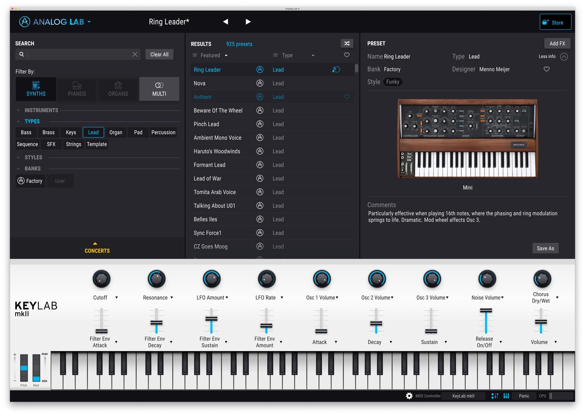 Arturia – Analog Lab V 5.0.1 STANDALONE, VSTi, VSTi3, AAX, AUi WIN.OSX x64