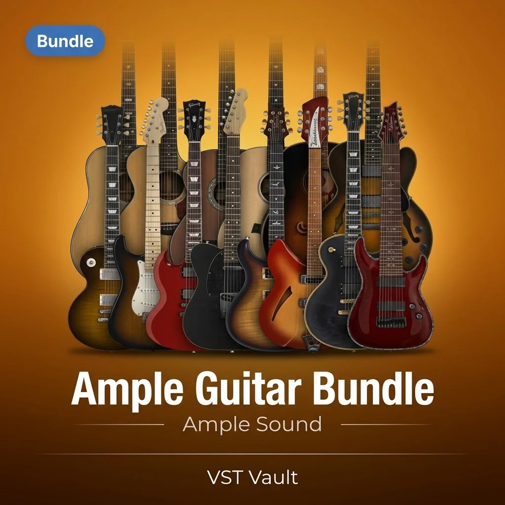 Ample Sound Ample Guitar Bundle product card showing sampled virtual guitar instrument interfaces
