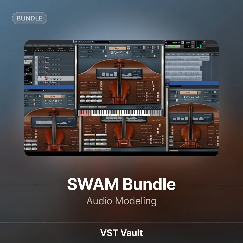 Audio Modeling SWAM Bundle product card with physically modelled acoustic instrument interfaces
