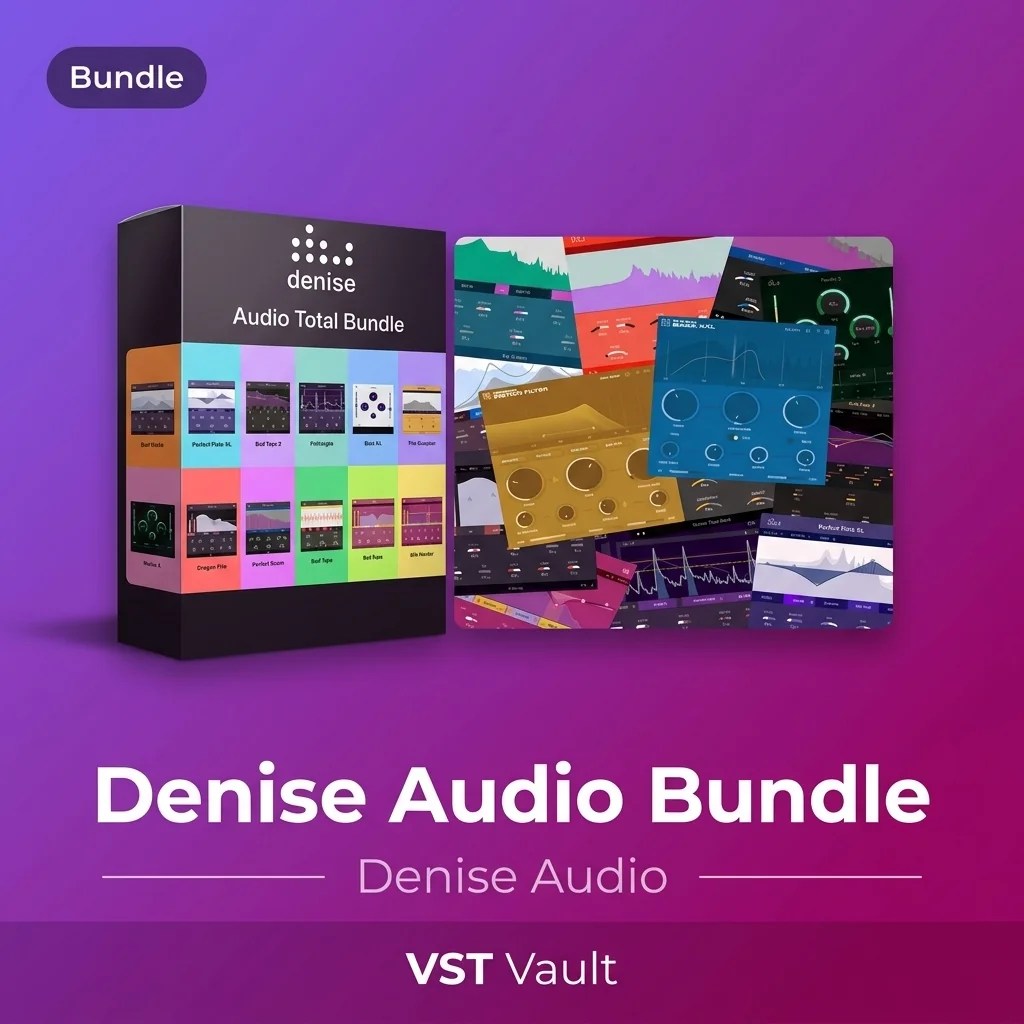 Denise Audio Total Bundle product card with creative mixing effect plugin interfaces