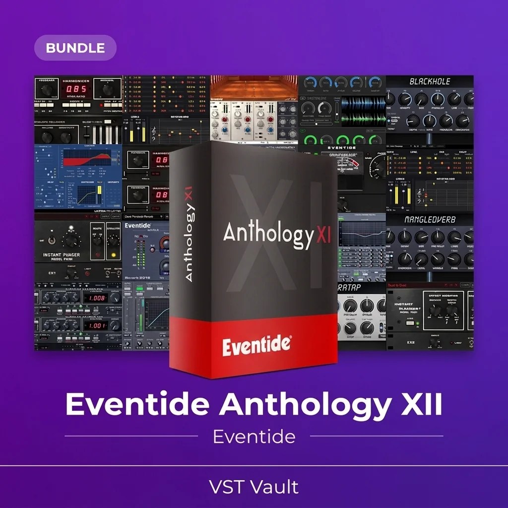 Eventide Anthology XII effects bundle product card with studio processor plugin interfaces
