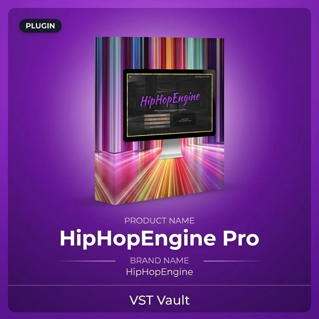 HipHopEngine Pro MIDI beat generator plugin interface on VST Vault product card