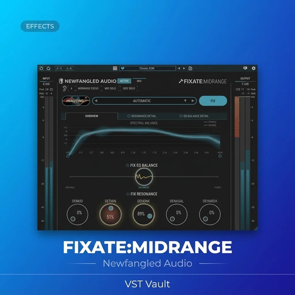 Newfangled Audio Fixate:Midrange dynamic midrange balancer plugin interface on product card