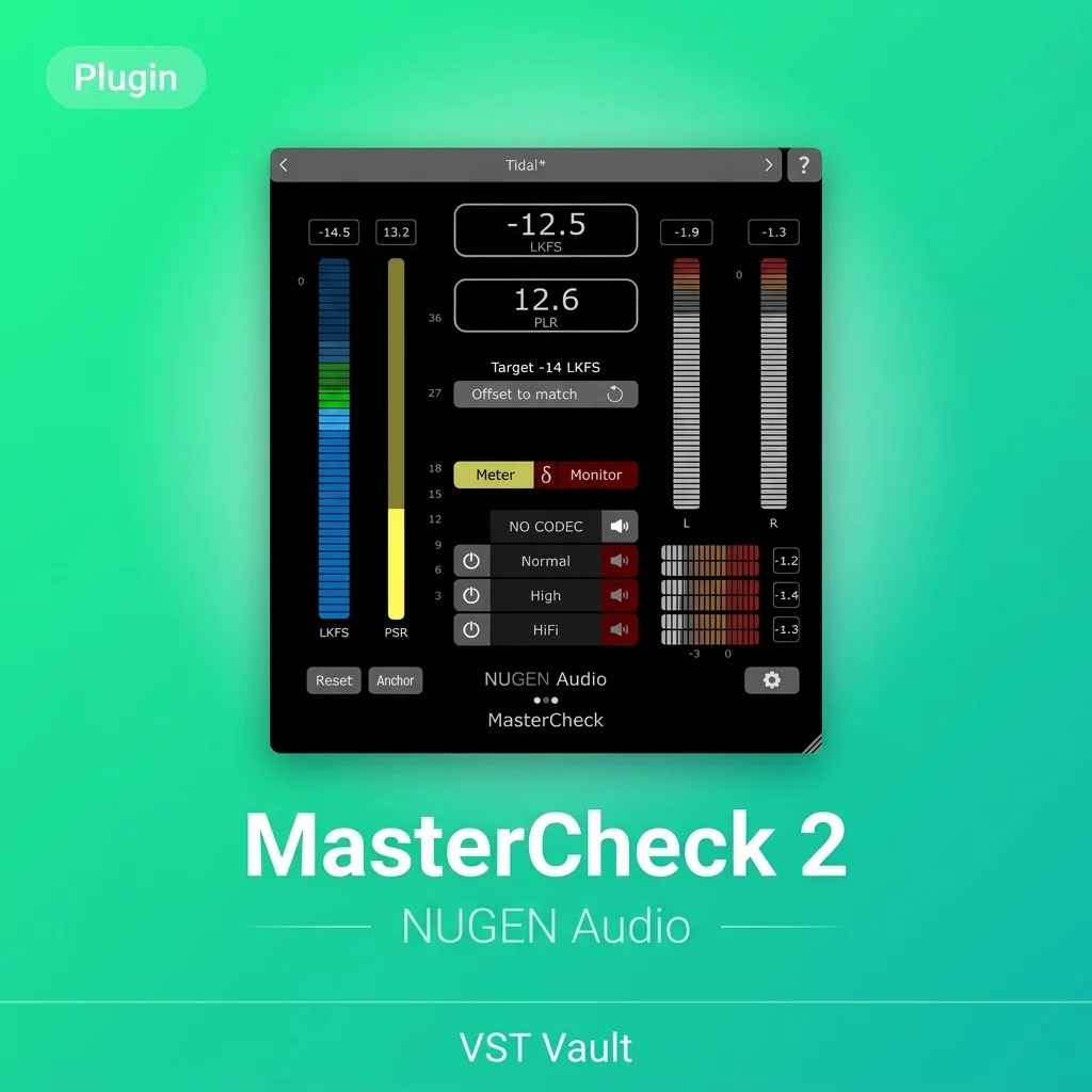 NUGEN Audio MasterCheck 2 streaming loudness meter plugin interface on product card