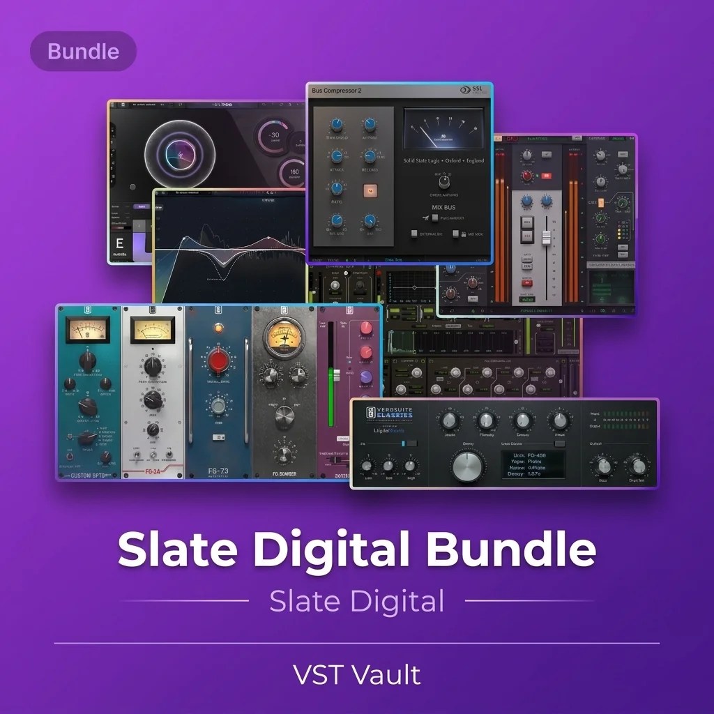 Slate Digital Complete Bundle product card with analogue-style mixing plugin interfaces