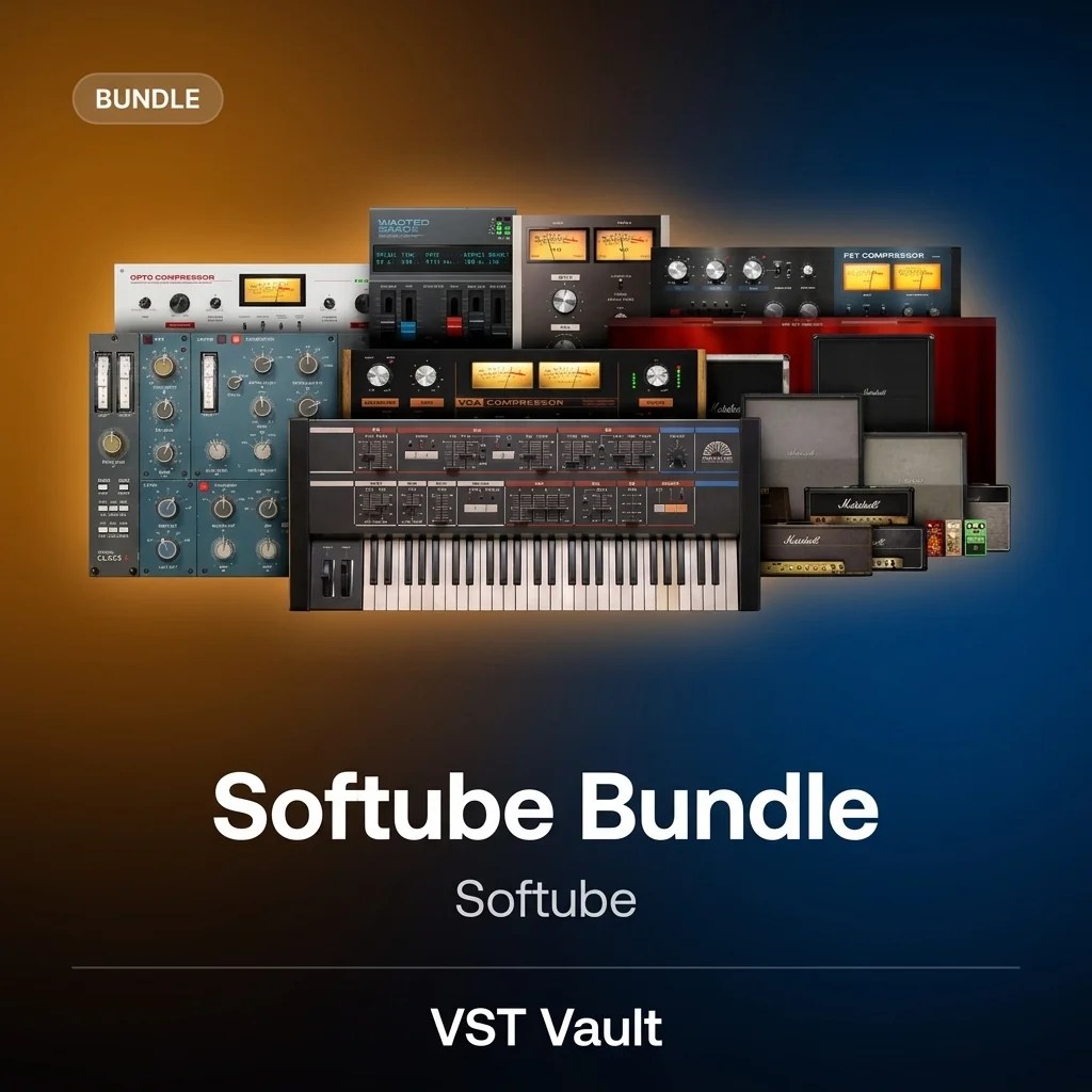 Softube Complete Bundle product card with analogue-modelled studio plugin interfaces