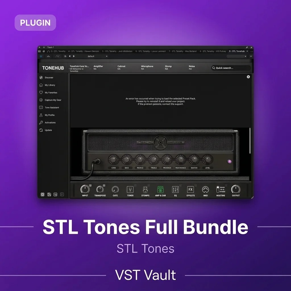 STL Tones Full Bundle product card with guitar amp suite plugin interfaces