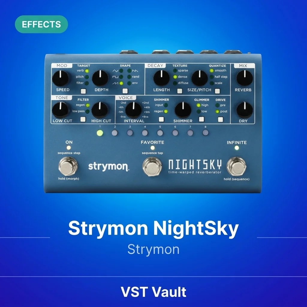 Strymon NightSky experimental reverb plugin interface on VST Vault product card