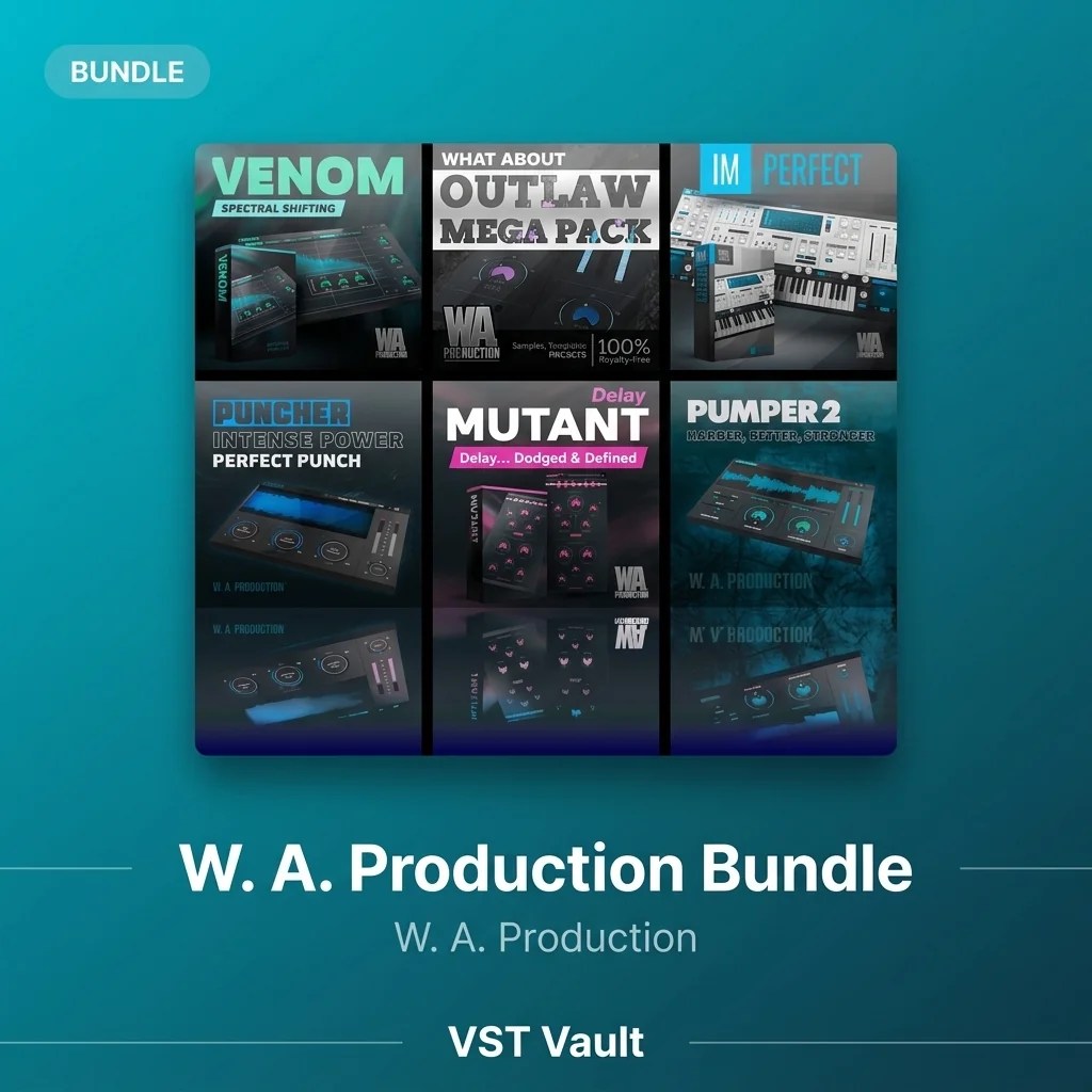 W. A. Production Everything Bundle product card with creative effect plugin interfaces