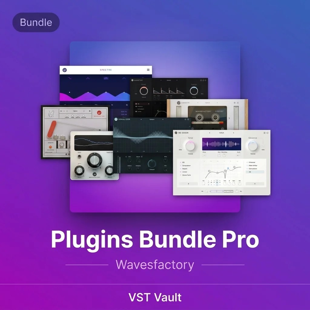 Wavesfactory Plugins Bundle product card with creative mixing plugin interfaces