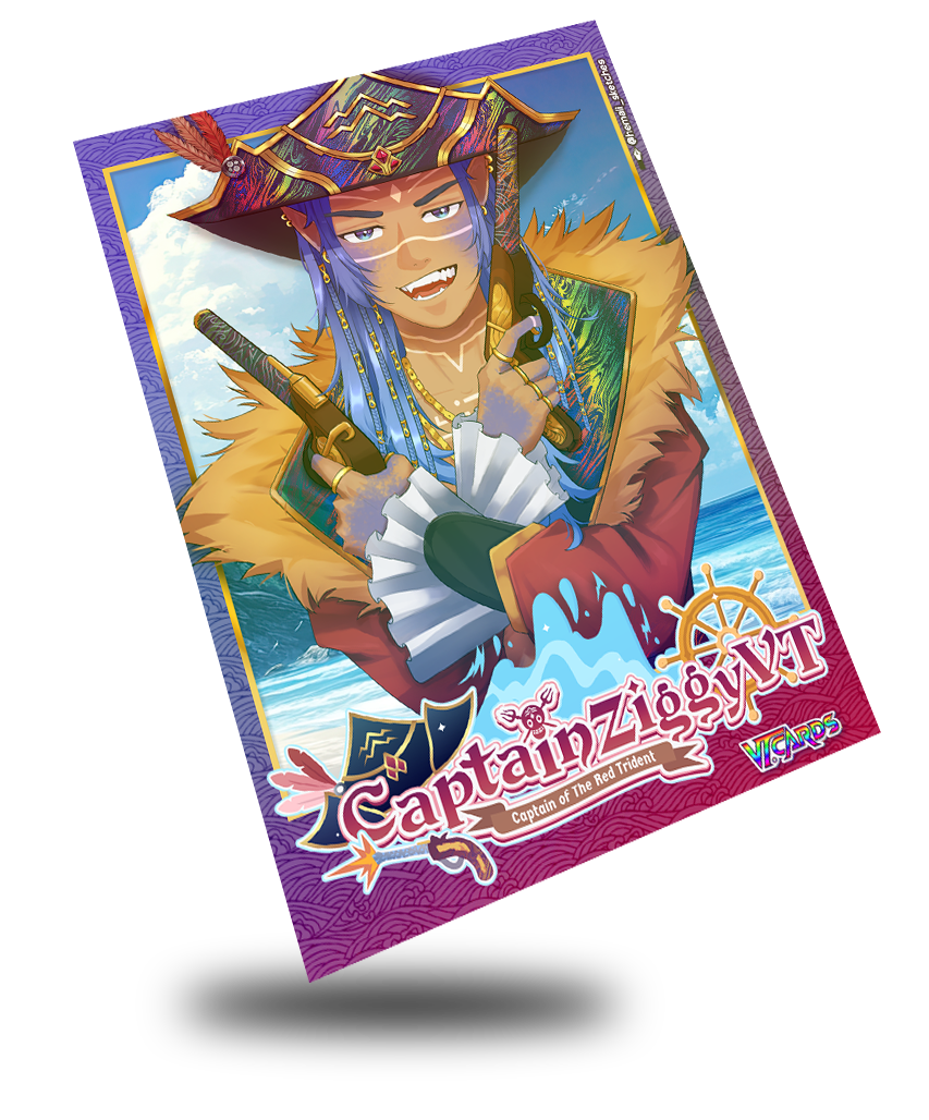 CaptainZiggy Half Sea Elf Half Pirate, Vtuber Trading Card
