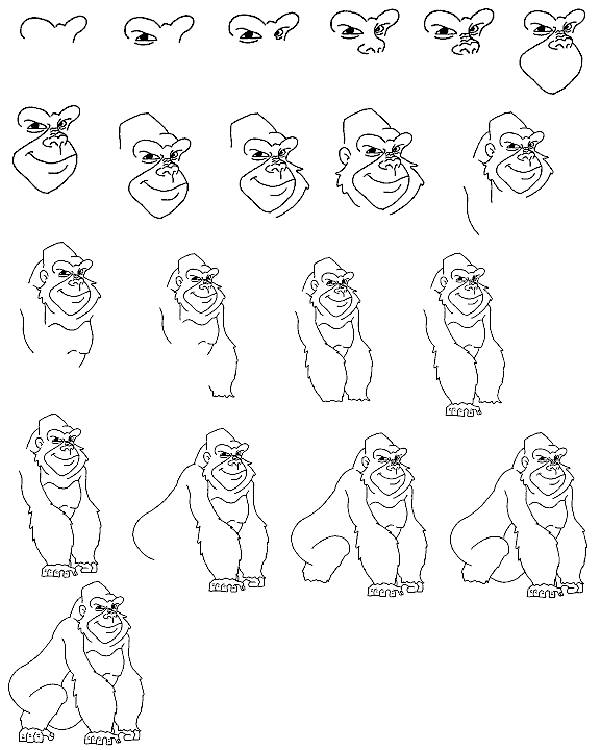 как нарисовать шимпанзе