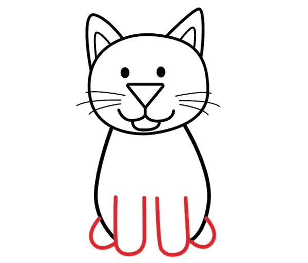 как нарисовать черно белую кошку