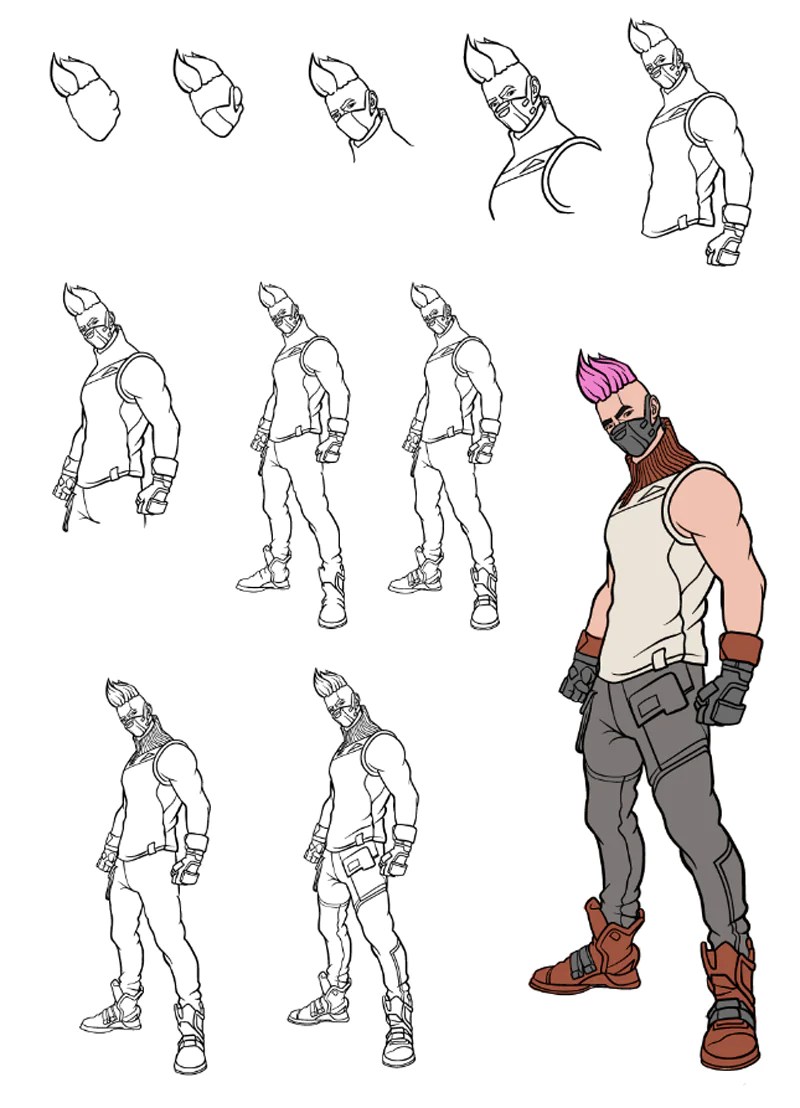 как рисовать фортнайт поэтапно