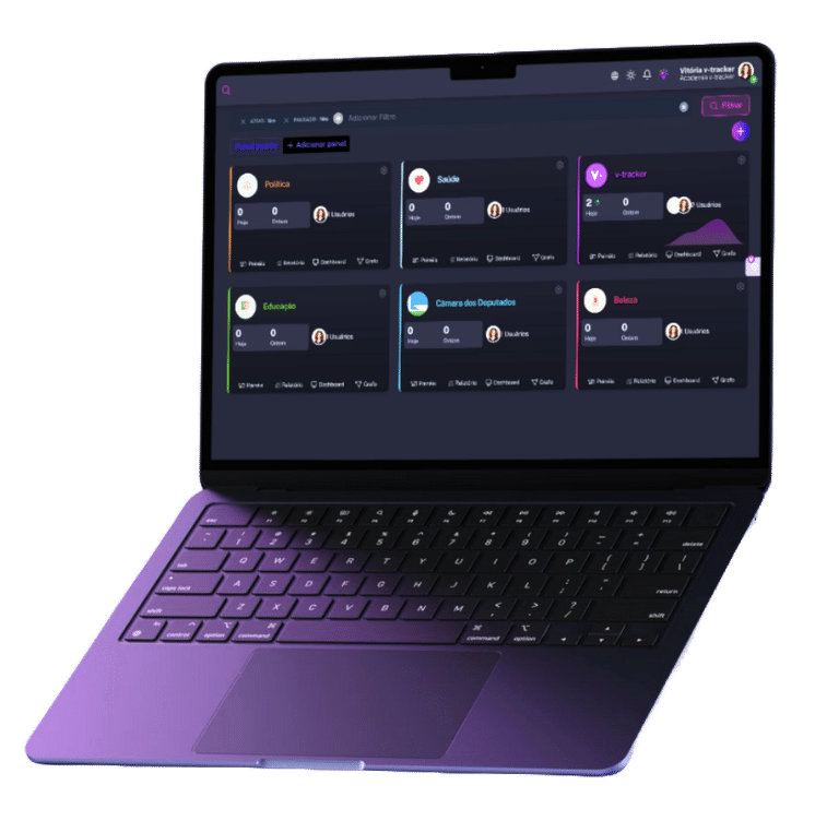 Tela do sistema v-tracker mostrando dados de SAC 2.0 e análise de sentimentos em tempo real