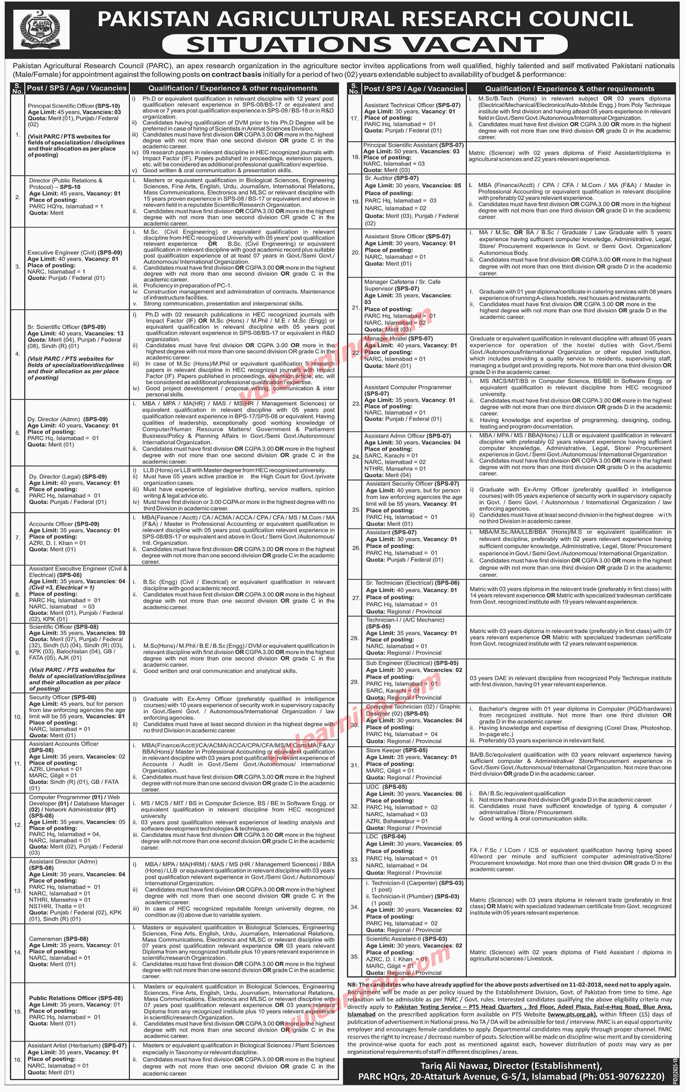 Parc Jobs 2019 Pakistan Agricultural Research Board Vacancies