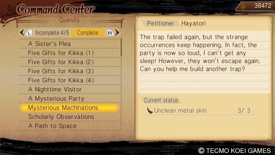Toukiden Quest [Mysterious Machinations]: Finding unclean metal skin