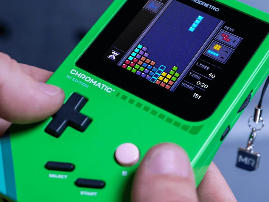 Chromatic in green from ModRetro playing a game