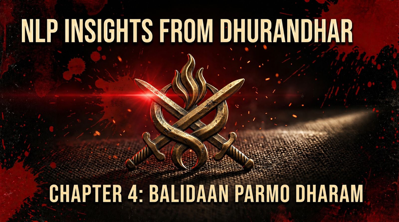 "Balidaan Parmo Dharam." [Sacrifice is the highest duty.] The line on the Para Special Forces crest. Older than the regiment itself. Underneath sits NLP Logical Levels, carved into metal. Chapter 4 of a ten-part NLP-lens reading of Dhurandhar. Same act. Six different weights. Only the highest is sustainable.