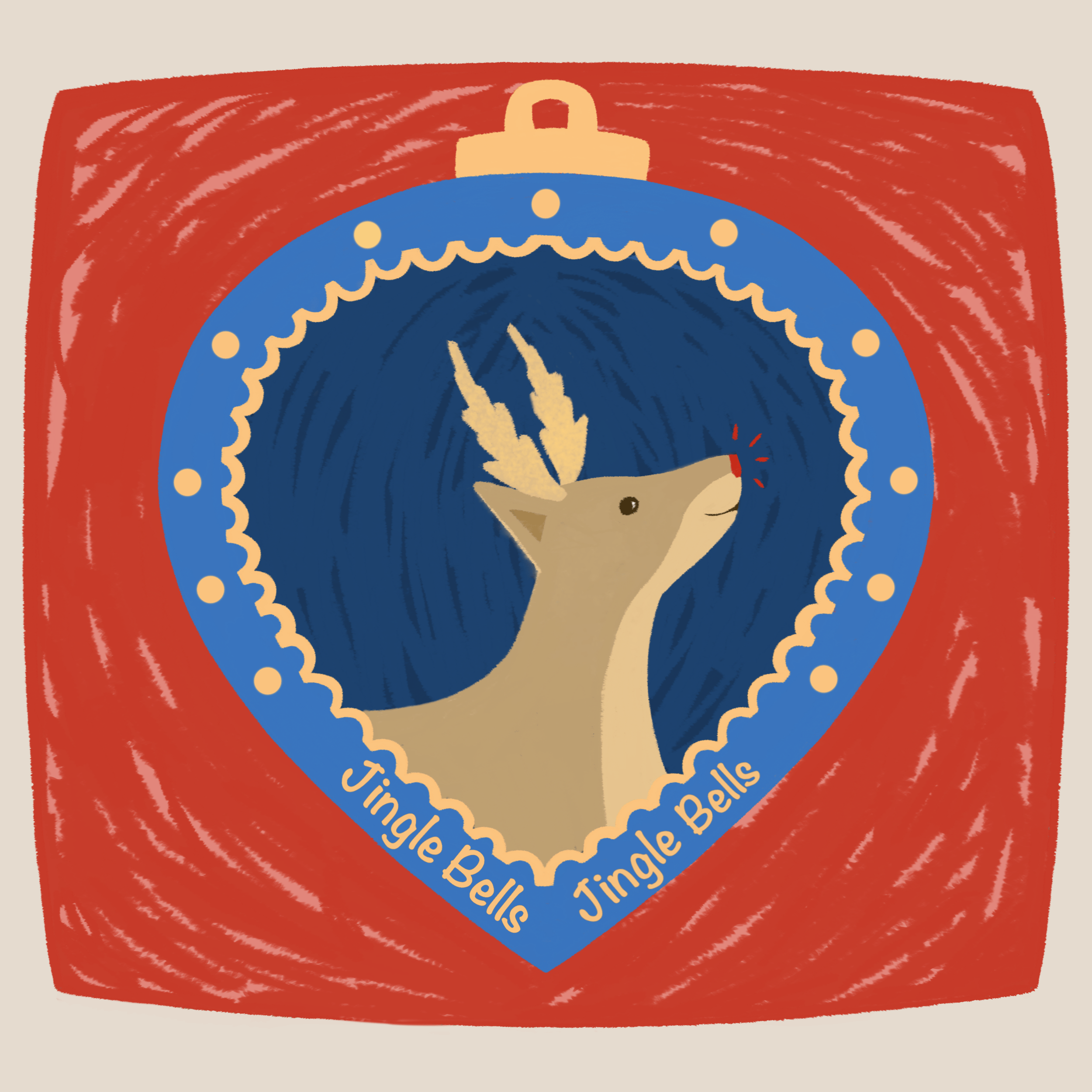 Reindeer Bauble Christmas Card
