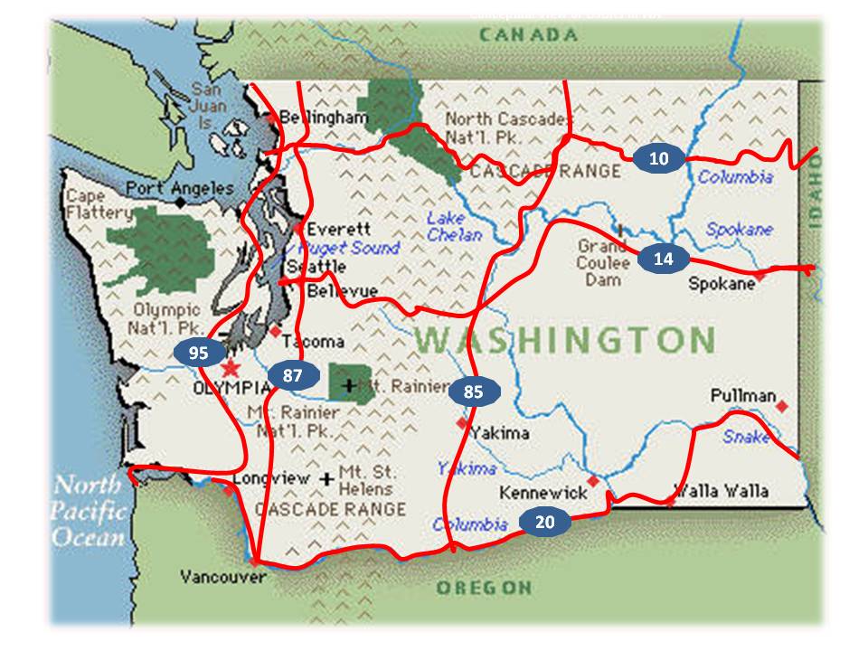 Washington State Highway Map Washington Road Map Washington State USBRS WA Map 