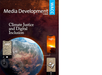 Cover of issue 1/2025 "Climate Justice and Digital Inclusion" of Media Development