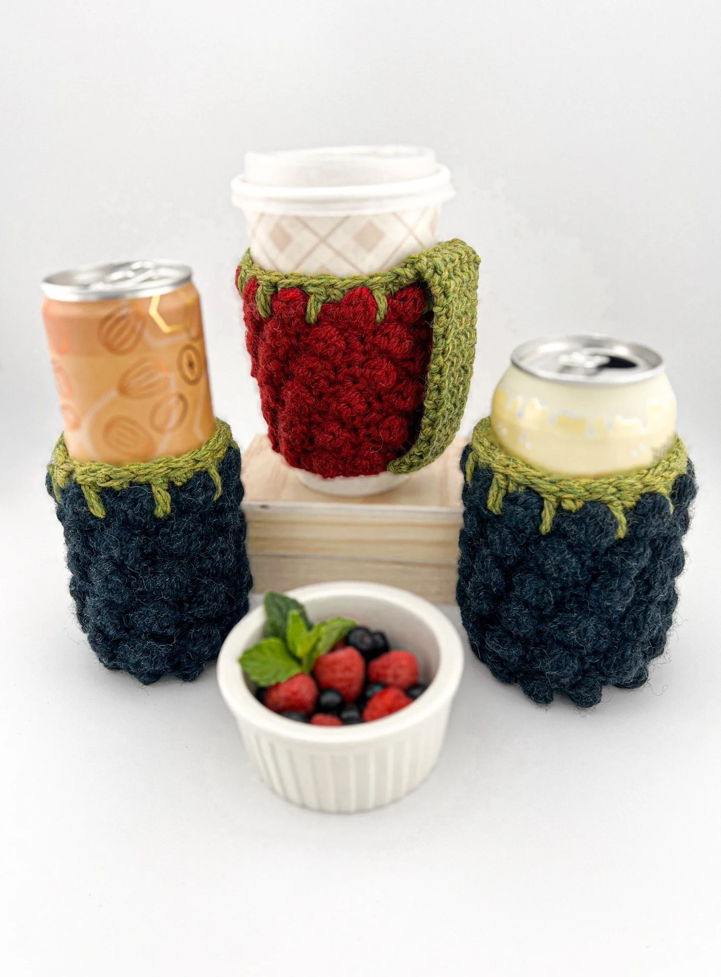 100% wool berry drink cozy