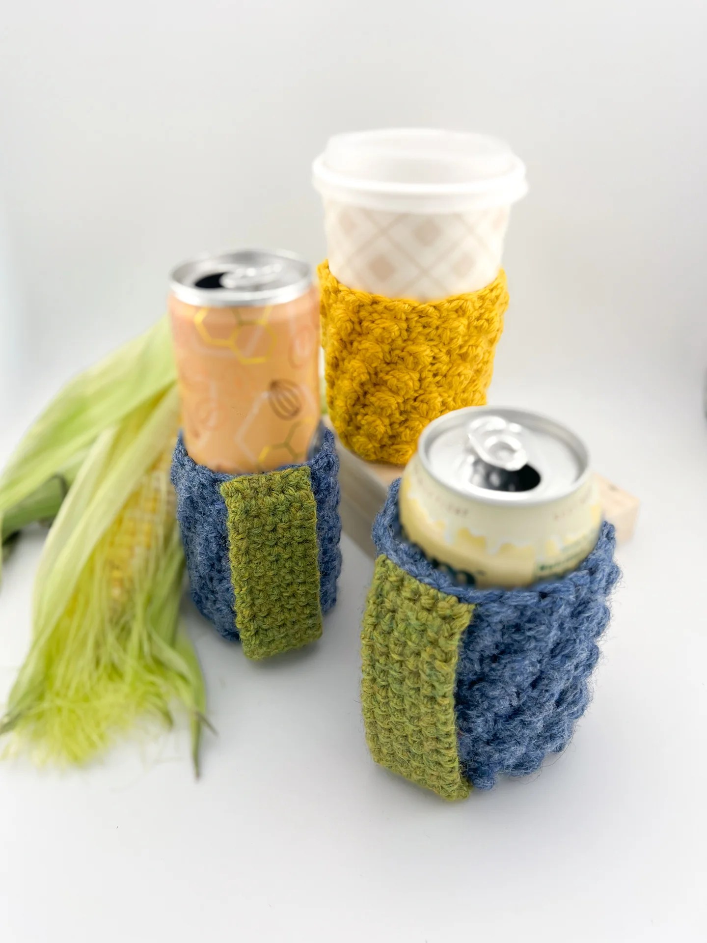100% wool corncob drink cozies