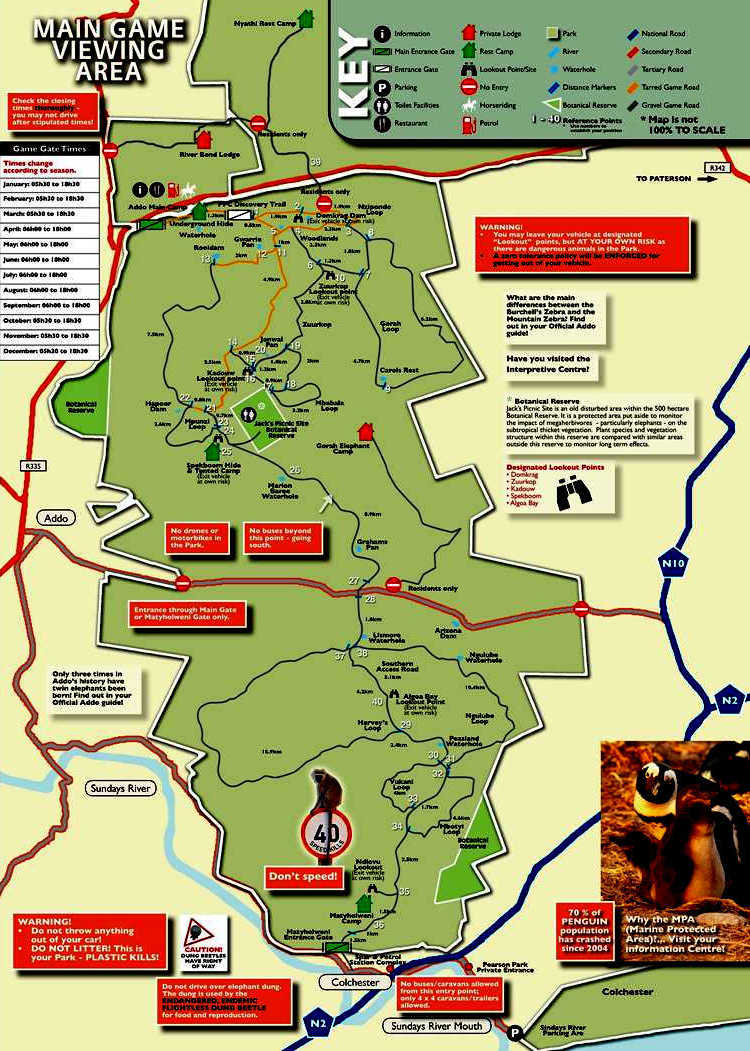Addo Elephant Park Map.