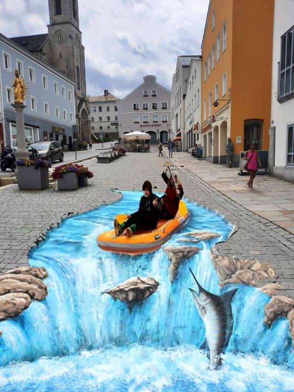 Strassenmalerei In 3d Am Marktplatz Waldkirchen Im Bayerischen Wald Einfach Schon