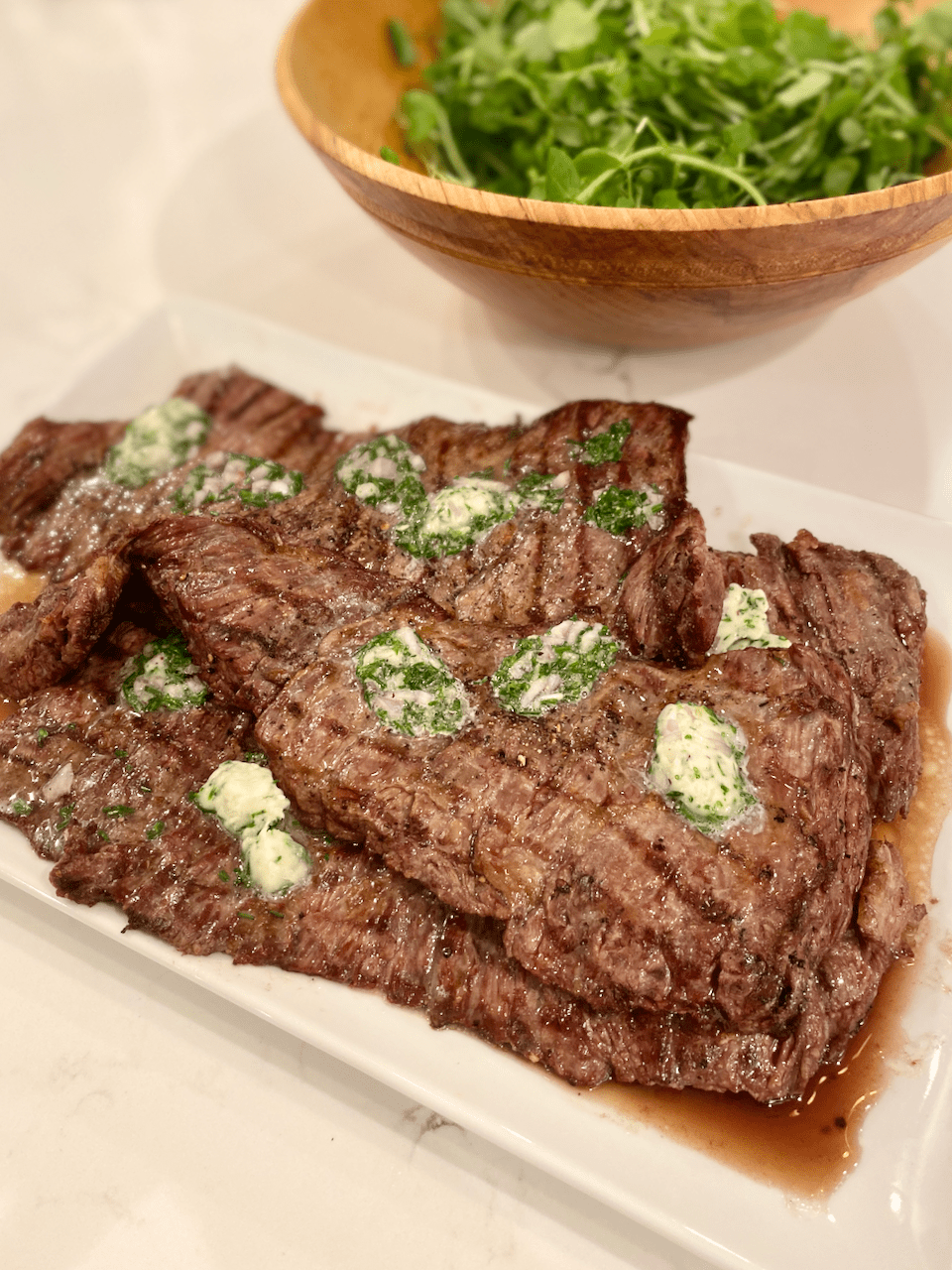 grilled skirt steak frites with shallot chive butter