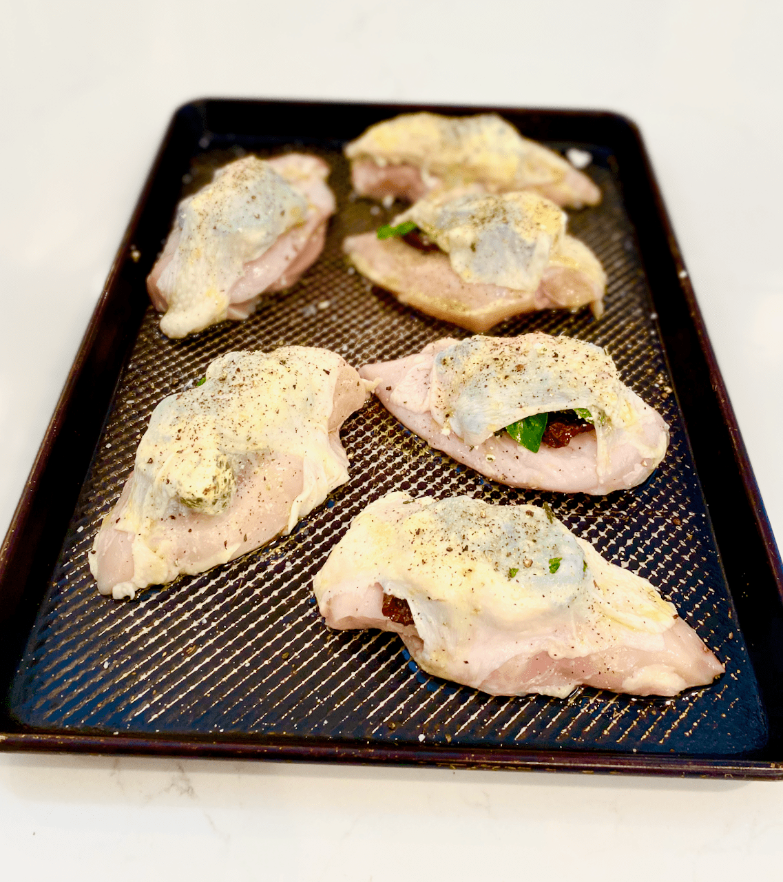 roast chicken with goat cheese tomatoes and basil