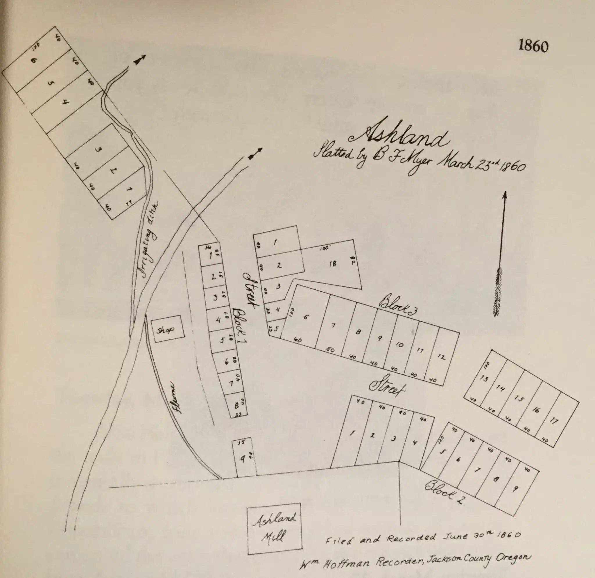 Ashland history, 1860 map of Ashland