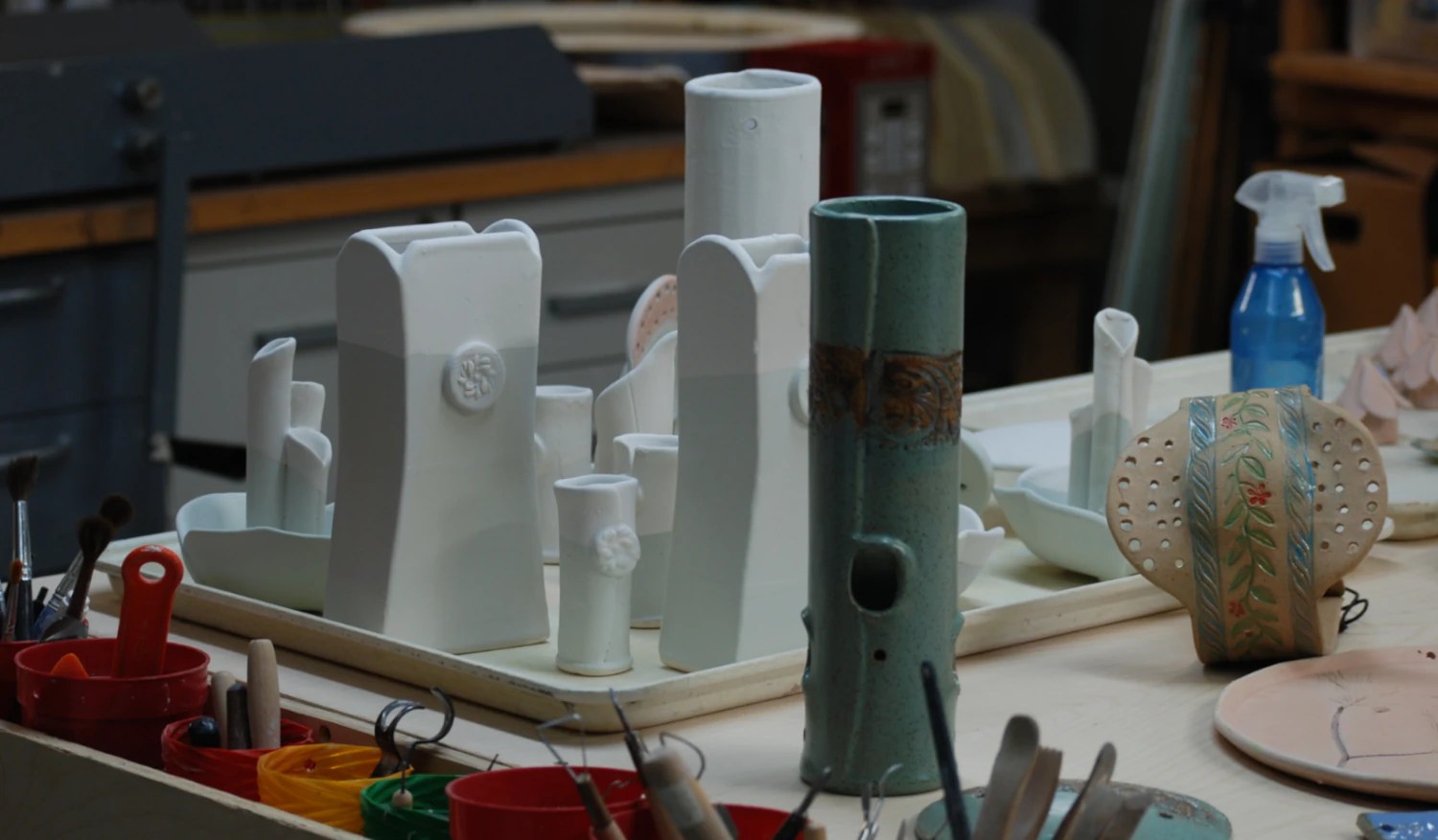 Pieces on studio table