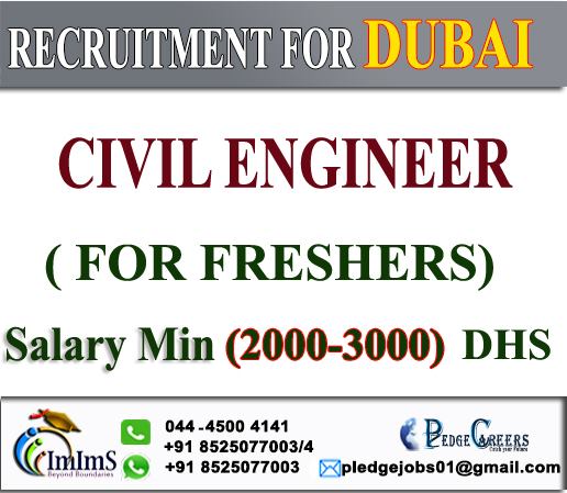 Civil Engineer For Freshers Recruitment For Dubai