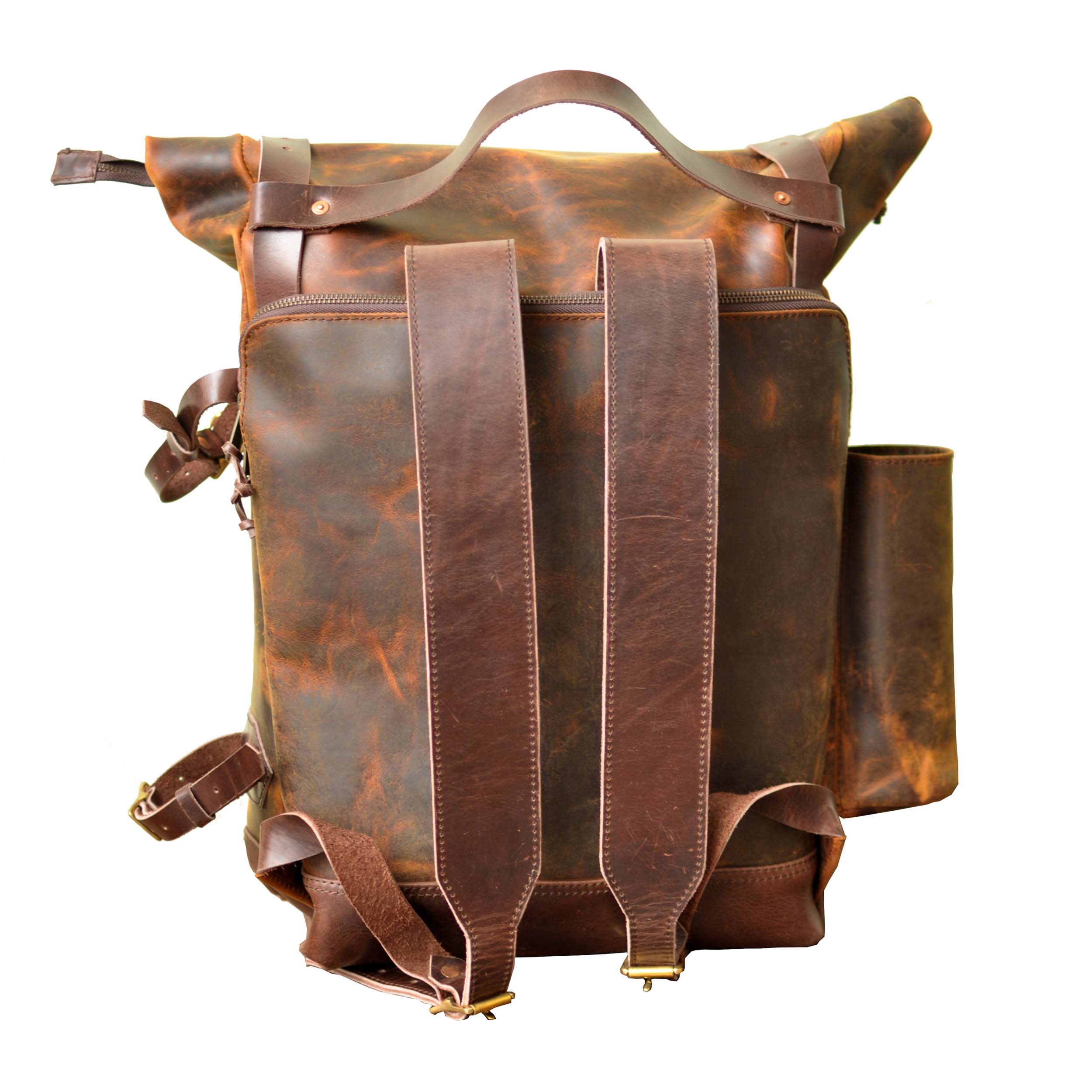 leather backpack roll top