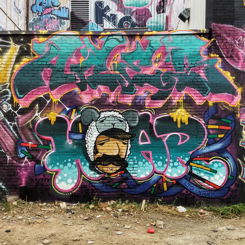 Close-up on Aces and Hoar on the LTG/POM wall at Under Pressure 2019