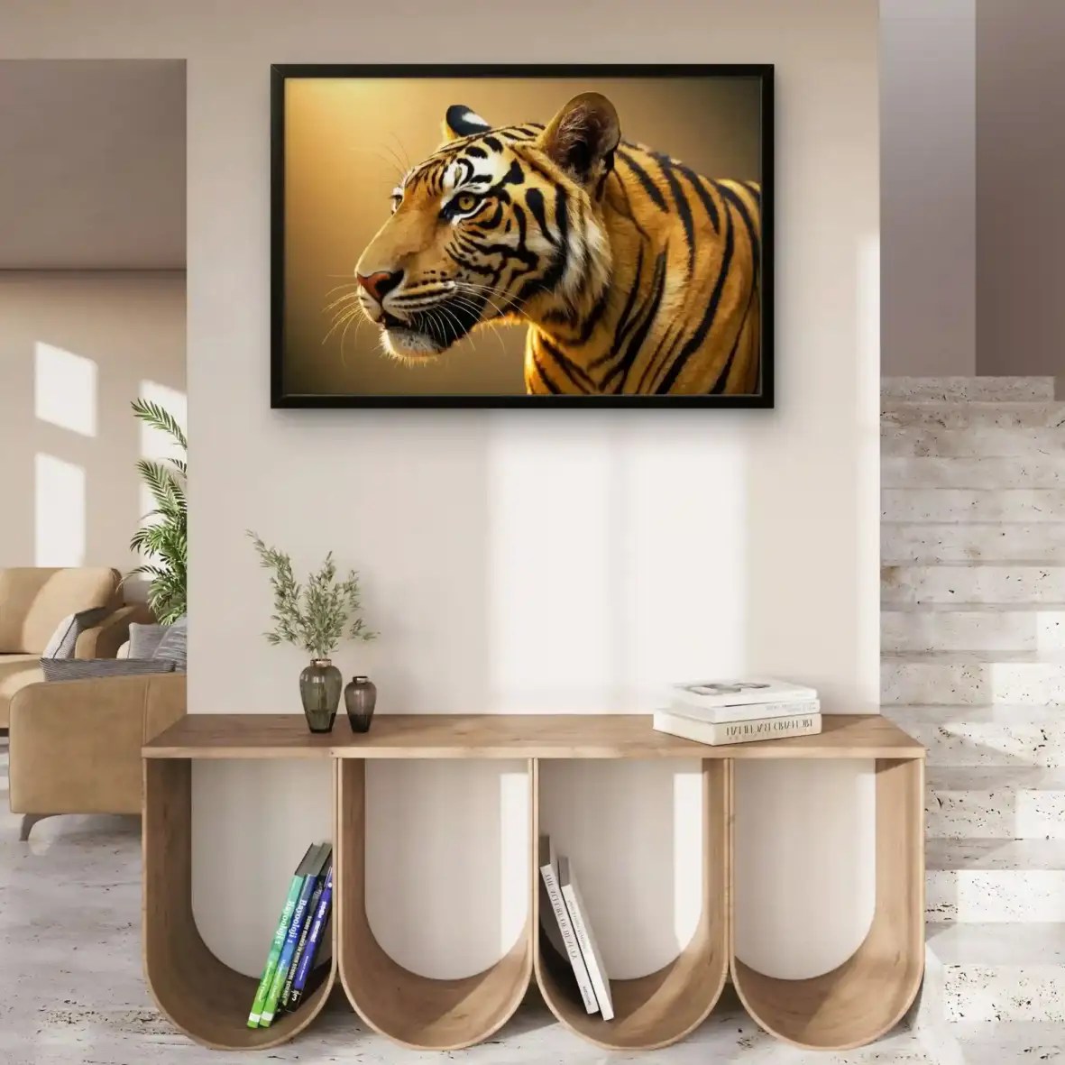 "The Velvet Striker" Intense Tiger Portrait Vibrant Multi-Color Abstract Wall Art